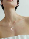 wholesale  Sterling Silver Moon Pendant Birth Flower Necklace for Women -0-4
