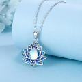 wholesale 925 Sterling Silver Blue Opalite Lotus Pendant Necklaces for Women Evil Eye Protection -0-1