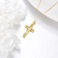 wholesale 14K Gold Sunflower Vine Cross Pendant Necklace Religious s for Men & Women-0-2