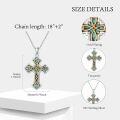 wholesale 925 Sterling Silver Turquoise Cross Necklace for Women - Religious Jewelry with Green Stone, 18+2 Chain, S925, Hypoallergenic, Gift Box-0-3