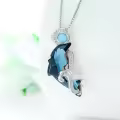 TOUPOP Sterling Silver Crystal Dolphin Pendant Necklace-0-3