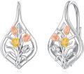wholesale 925 Sterling Silver Tulip Flower Tree of Life Leverback Earrings s for Women Mom Birthday Mothers Day-0-0