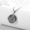 wholesale 925 Sterling Silver Compass Triangle Serenity Wisdom Pendant Necklaces for Men Women Gifts-0-2