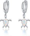 wholesale 925 Sterling Silver Opal Sea Turtle Huggie Hoop Earrings Oceanic Jewellery Gift for Her-0-0