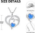 wholesale 925 Sterling Silver Blue Opal & Cubic Zirconia Double Heart Pendant Necklace for Women-0-3