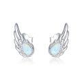 wholesale 925 Sterling Silver White Fire Opal Wing Stud Earrings for Women Girls Angels' Wings Design Minimalist Fine -0-0