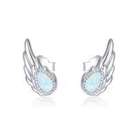 wholesale 925 Sterling Silver White Fire Opal Wing Stud Earrings for Women Girls Angels' Wings Design Minimalist Fine -Opal angle wings