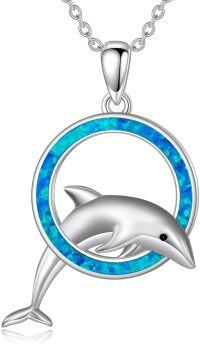 wholesale 925 Sterling Silver Opal Ocean Necklace Sea Lions Dolphins Whales Penguins Shells-Ocean 2