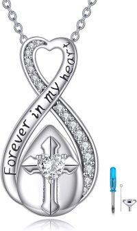 wholesale 925 Sterling Silver Infinity Heart Cross Memorial Ashes Keepsake Pendant Necklace for Women-Cross