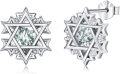 wholesale 925 Sterling Silver Star of David Stud Earrings with Green Agate Gemstone Jewellery Gift for Her-0-0