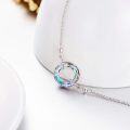 wholesale 925 Sterling Silver Blue Crystal Circle Chain Bracelet for Women s-0-27