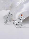 wholesale 925 Sterling Silver Hippo Stud Earrings with Orange Stone - Cute Animal  for Women Girls-0-4