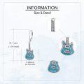 wholesale 925 Sterling Silver Turquoise Guitar Dangle Earrings  for Women-0-2
