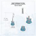 wholesale 925 Sterling Silver Electric Guitar Drop Earrings With Blue Enamel-0-2