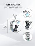 wholesale 925 Sterling Silver Cat Moon Star Pendant Necklace Animal  for Women-0-1