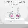 wholesale TOUPOP Moon And Star Earrings Pink Tourmaline October Birthstone Earrings Sterling Silver Celtic Moon Drop Dangle Earrings Jewelry Anniversary Birthday Christmas Gifts For Women Wife Mom Her -0-5