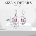TOUPOP Sterling Silver Pink Tourmaline Celtic Moon Drop Dangle Earrings-0-5