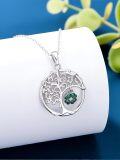 wholesale 925 Sterling Silver Celtic Tree of Life with Green Clovers Pendant Necklace-0-1