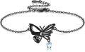 wholesale 925 Sterling Silver Black Butterfly Heart Charm Anklet - Mothers Day Gift for Her-0-0
