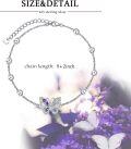 wholesale 925 Sterling Silver Purple Butterfly Anklet with Beads and Crystal Accents for Women-0-4
