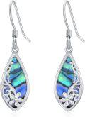 wholesale 925 Sterling Silver Teardrop Abalone Shell Inlay Filigree Flower Drop Earrings for Women-0-0