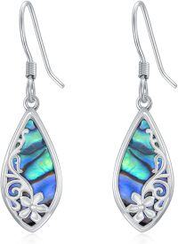 wholesale 925 Sterling Silver Teardrop Abalone Shell Inlay Filigree Flower Drop Earrings for Women-Flower1