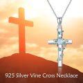 wholesale Sterling Silver Turquoise Moonstone Moss Agate Larimar Cross Necklace for Women-0-9