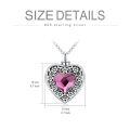 wholesale 925 Sterling Silver Heart Cremation Urn Necklace Oxidized Floral Amethyst Memorial Pendant-0-20