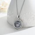 wholesale 925 Sterling Silver Angel Raphael Pray For Us Medal Cross Pendant Chain Necklace  for Women Girls-0-1