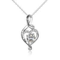 wholesale 925 Sterling Silver Infinity Heart Pendant Necklace With Clear Crystal-silver-Nana Necklace