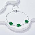 wholesale 925 Sterling Silver Green Clovers Lucky Charm Bracelet for Women-0-2