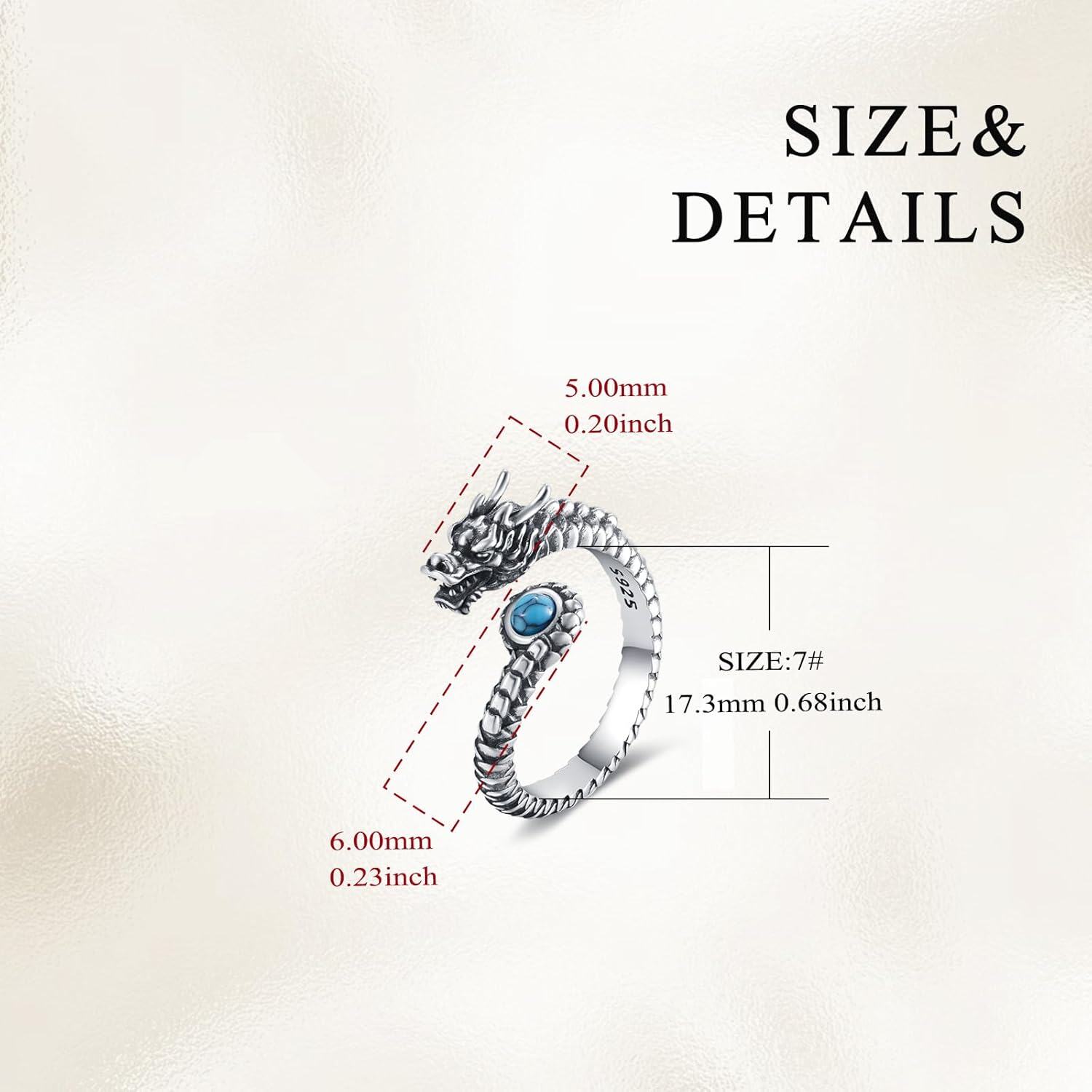 Sterling Silver Turquoise Highland Cow Dragon Butterfly Owl Spinner Ring for Women Birthday Mothers Day Gifts for Mom-0-4