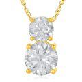 wholesale 14K Gold Round Cut Moissanite 3-Stone Pendant Necklace - D Color VVS1 Simulated Diamonds Jewelry for Women Gifts-0-0