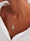 TOUPOP 14K Gold Blue Opal Infinity Pendant Necklace For Women-0-2