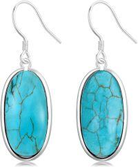 wholesale 925 Sterling Silver Gold Plated Natural Turquoise Earrings 3g w/ Fish Hook-White Gold