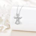 wholesale 925 Sterling Silver Angel Number Pendant Necklace with Cubic Zirconia Elements for Women Girls Gifts-0-4