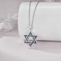 wholesale 925 Sterling Silver Star of David Turquoise Pendant Necklace Luck Charm Jewelry for Women Girls Gifts 24 Chain-0-1