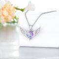 wholesale Sterling Silver Gold Angel Wings Necklace with Cross Birthstone Valentine s Gift-0-1