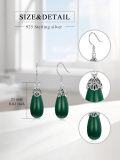 wholesale 925 Sterling Silver Hypoallergenic Jade Earrings 21mm for Women-0-5