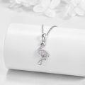 wholesale 925 Sterling Silver Pink Crystal Flamingo Pendant Necklace for Women-0-1