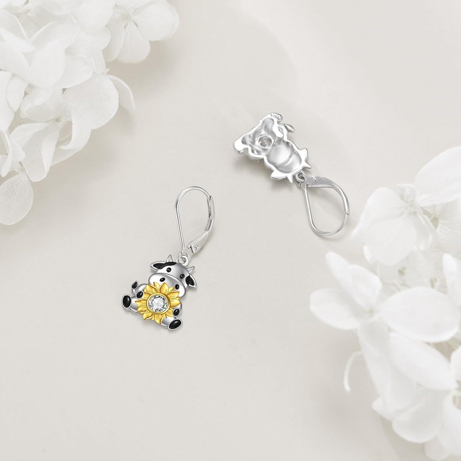 Sterling Silver Moon Star Wolf Drop Dangle Earrings Jewelry Gifts for Women-0-3