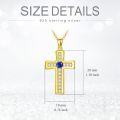 wholesale 925 Sterling Silver Gold Plated Cubic Zirconia Birthstone Cross Necklace-0-5