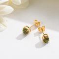 wholesale 14k Gold Round Black Opal Stud Earrings Four Prong Set For Women-0-4