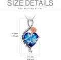 wholesale 925 Sterling Silver Blue Crystal Heart Rose Pendant Necklace for Mom-0-4