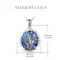 wholesale 925 Sterling Silver Saint Michael Pendant with Labradorite Stone and Cross Protection Charm Necklaces Wholesale for Men Women 18 + Extender Chain-0-2