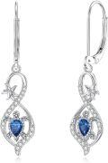 wholesale 925 Sterling Silver Blue Sapphire & Cubic Zirconia Butterfly Drop Earrings-0-0