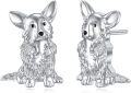 wholesale 925 Sterling Silver Corgi Dog Stud Hoop Earrings-0-0