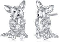wholesale 925 Sterling Silver Corgi Dog Stud Hoop Earrings-corgi
