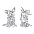 wholesale 925 Sterling Silver Corgi Dog Stud Hoop Earrings-0-0