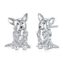 wholesale 925 Sterling Silver Corgi Dog Stud Hoop Earrings-corgi